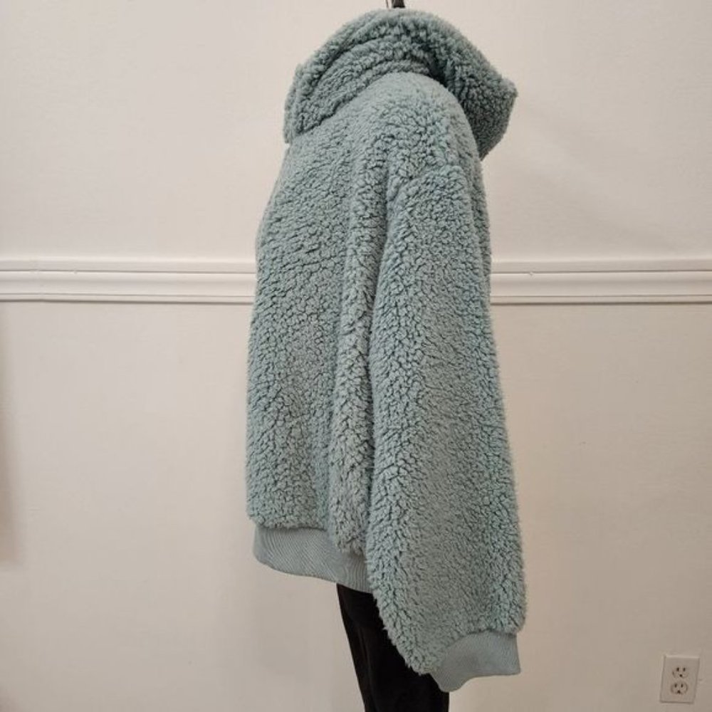 Victoria's Secret Womens Green Sherpa Half-Zip Hoodie Pullover - Picture 8 of 12